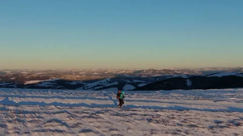 Walking in the winter mountains. Drone shot of winter mountains. Carpathians. Stock Footage 168467746