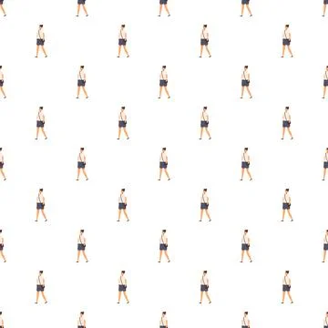Walking woman seamless pattern creating dynamic background Stockillustratie