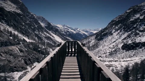 Walking on wood bridge Stock Footage 57247418