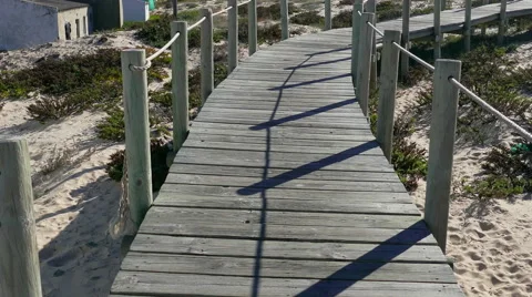 Walking on Wooden Footpath Stock Footage 45700656