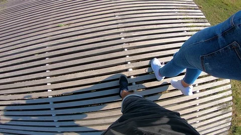 WALKING IN A WOODEN GATEWAY Stock Footage 94759721