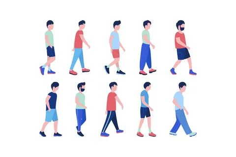 Walking young men Stock Illustration
