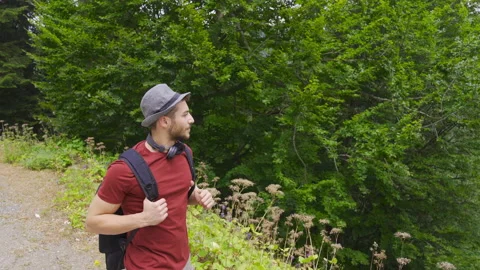 Walking young tourist having fun. Stock-Footage 212249778