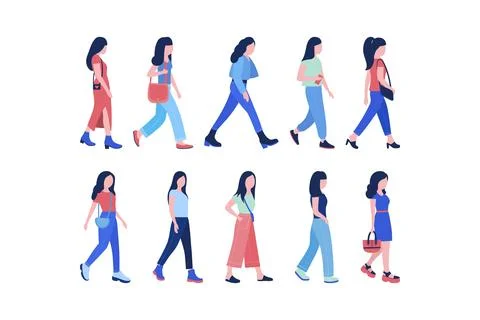 Walking young women Stock Illustration