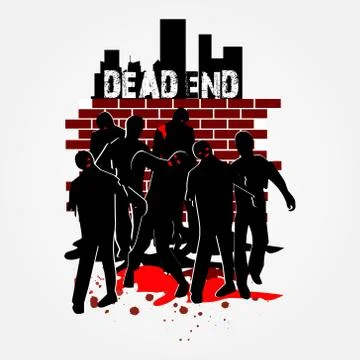 Walking Zombie In Group Stock Illustration