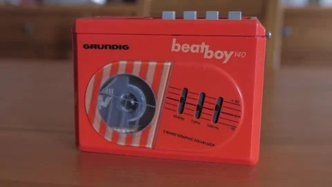 Walkman cassette tape player working 4k Stock Footage 289149774