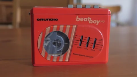 Walkman cassette tape player working 4k Stock Footage 289149778