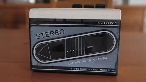 Walkman cassette tape player working 4k Stock Footage 289149808