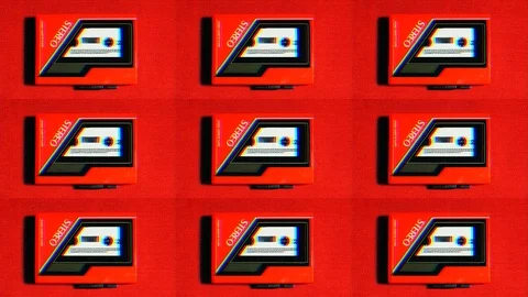 Walkman. Eighties.Stylised with effect. Stock Footage 116446718