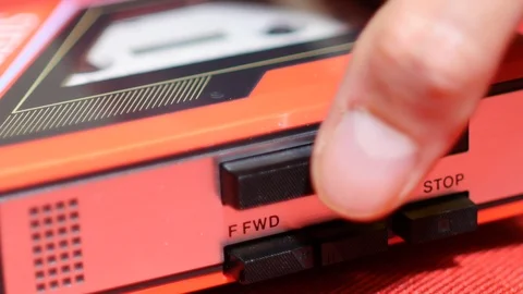 Walkman. Press play. Close up. Stock Footage 116437536