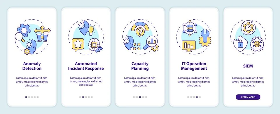 Walkthrough AI ops with linear icons concept Ilustración de archivo