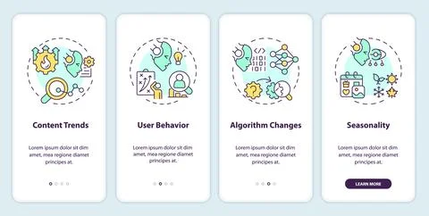 Walkthrough AI for SEO with thin linear icons concept Stock Illustration