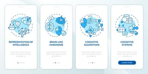 Walkthrough architecture of cognitive computing with icons Stock Illustration