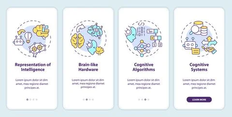 Walkthrough architecture of cognitive computing with icons Stock Illustration