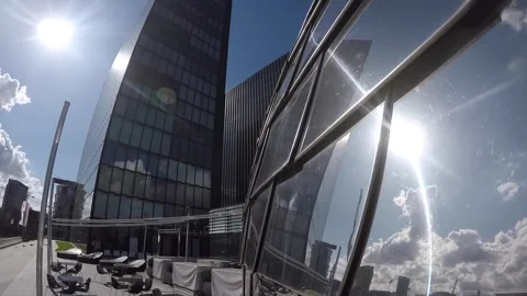 The walkthrough around the restaurant designed as aluminum drop Stock Footage 295307989