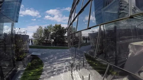The walkthrough around the restaurant designed as aluminum drop Stock Footage 295308018