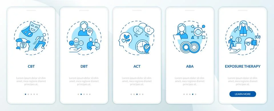 Walkthrough behavioral therapy with linear icons concept Illustrazione stock