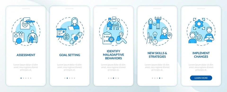Walkthrough behavioral therapy with linear icons concept Ilustración de archivo