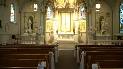 Walkthrough Church Interior Stock Footage 87094203