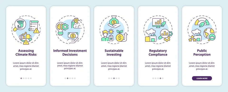 Walkthrough climate metrics with thin linear icons Stock Illustration
