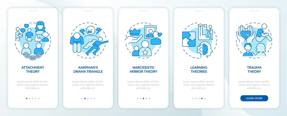 Walkthrough codependent relationship with blue icons concept Ilustración de archivo