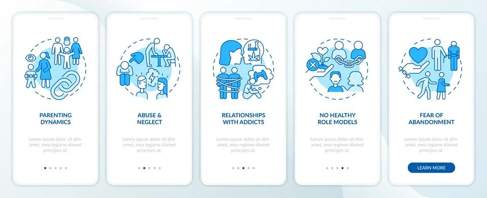 Walkthrough codependent relationship with linear icons Ilustración de archivo