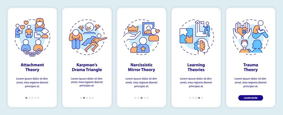 Walkthrough codependent relationship with multicolor icons Ilustración de archivo