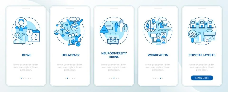Walkthrough cognitive computing advantages with line icons Stock Illustration