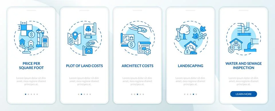 Walkthrough construction cost with linear icons Stock Illustration