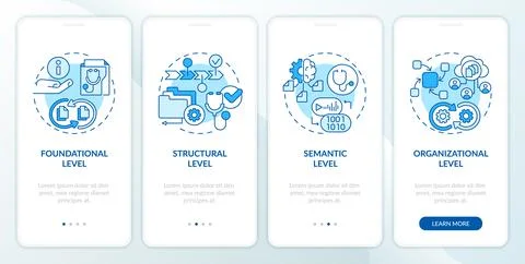 Walkthrough HIR with blue thin linear icons concept Ilustración de archivo