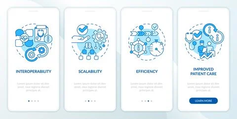 Walkthrough HIR with thin line blue icons concept Ilustración de archivo