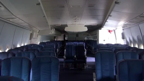 Walkthrough inside Boeing 747 passenger ... | Stock Video | Pond5