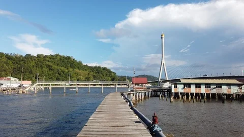 Walkthrough Kampung Ayer or water village Stock Footage 101091302