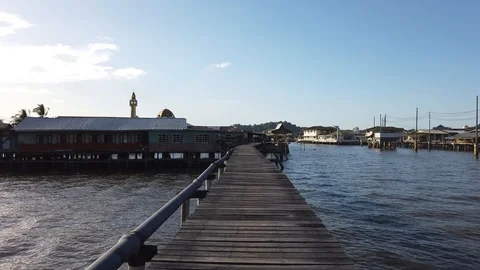 Walkthrough Kampung Ayer or water village Stock Footage 101092677