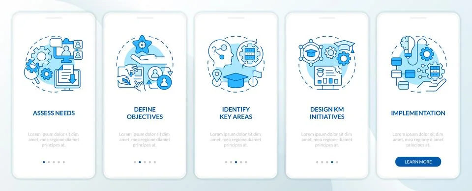 Walkthrough knowledge management with line icons concept 스톡 일러스트