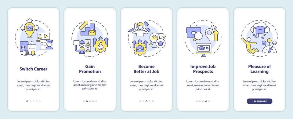 Walkthrough MOOC with linear icons concept Ilustración de archivo