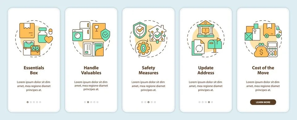 Walkthrough moving service with thin linear icons concept Ilustración de archivo