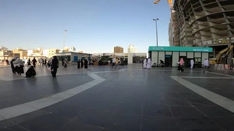 Walkthrough with Pilgrims and Modern Architecture Video stock 332850871