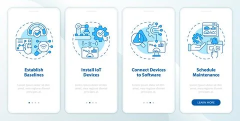 Walkthrough predictive maintenance with blue linear icons Stock Illustration