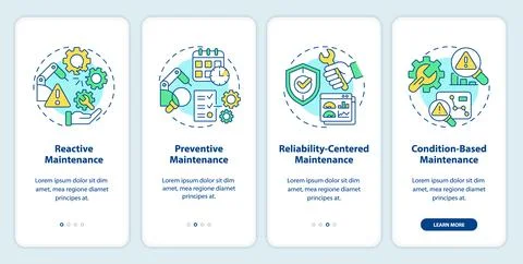 Walkthrough predictive maintenance with thin icons concept Ilustración de archivo