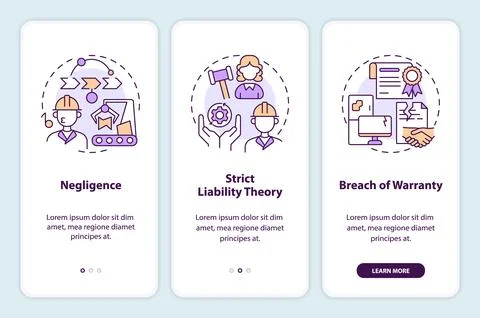 Walkthrough product liability with thin line icons concept Ilustración de archivo