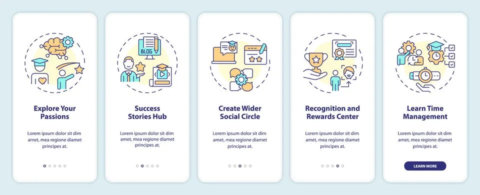 Walkthrough recommendations with icons Ilustración de archivo