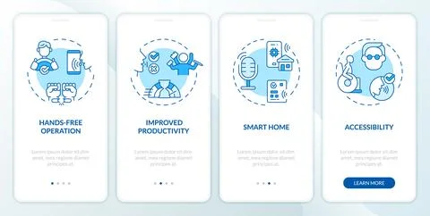 Walkthrough voice assistant with linear icons concept Stock Illustration