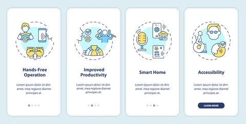 Walkthrough voice assistant with linear icons concept Ilustración de archivo