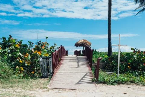 Walkway to beach in Cuba Stock Photos