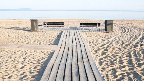 Walkway on beach Stock Footage 90246063