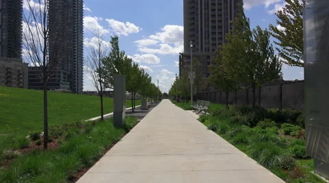Walkway between highrises Stock Footage 63431451