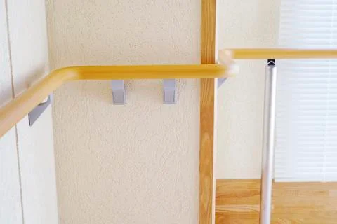 Walkway in the building with railing Stock Photos