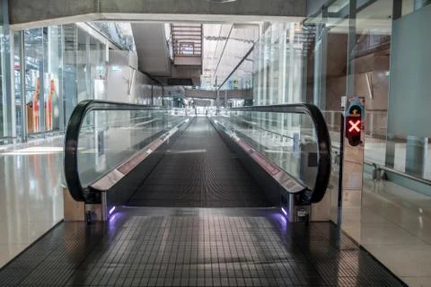 A walkway in an empty hall Stock Photos