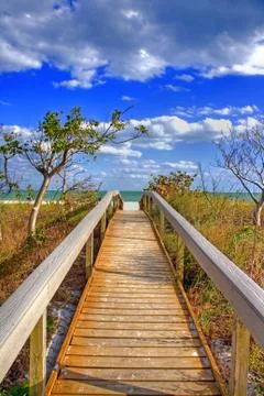 Walkway to the ocean Stock Photos